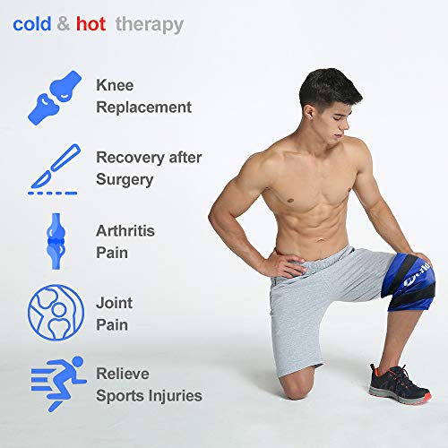 Bolsa de hielo de gel multiuso reutilizable para compresas calientes y frías,Con banda de compresión,Ideal para lesiones de pierna para un rápido alivio del dolor de rodilla,espalda,hombro y tobillo
