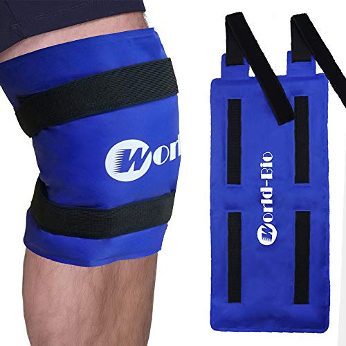 Bolsa de hielo de gel multiuso reutilizable para compresas calientes y frías,Con banda de compresión,Ideal para lesiones de pierna para un rápido alivio del dolor de rodilla,espalda,hombro y tobillo