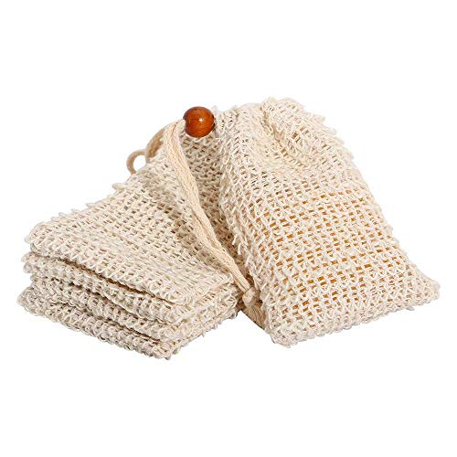 Bolsa De Jabón De Sisal (Paquete De 5) Ideal Para Sobres Y Ahorre Jabones, Bolsas De Fibra De Jabón Natural Para Espumar Y Secar El Jabón, Bolsa De Jabón Orgánico Con Bolsa Para Baño De Ducha