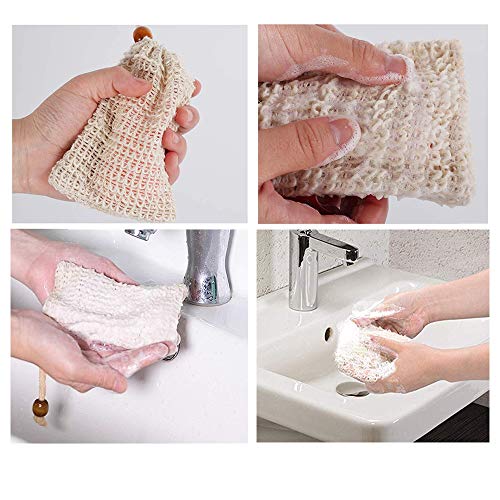 Bolsa De Jabón De Sisal (Paquete De 5) Ideal Para Sobres Y Ahorre Jabones, Bolsas De Fibra De Jabón Natural Para Espumar Y Secar El Jabón, Bolsa De Jabón Orgánico Con Bolsa Para Baño De Ducha