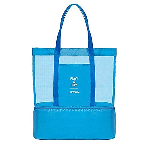 Bolsa de malla con refrigerador aislante, ligera, impermeable, para la playa, natación, piscina, camping, picnic, gimnasio, deportes, viajes, grande y práctica, para mujer
