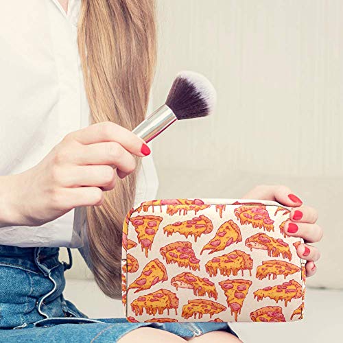 Bolsa de maquillaje con patrón de pizza para maquillaje, bolsa de viaje, portátil, para niñas, mujeres