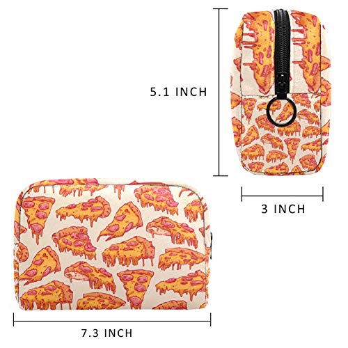 Bolsa de maquillaje con patrón de pizza para maquillaje, bolsa de viaje, portátil, para niñas, mujeres