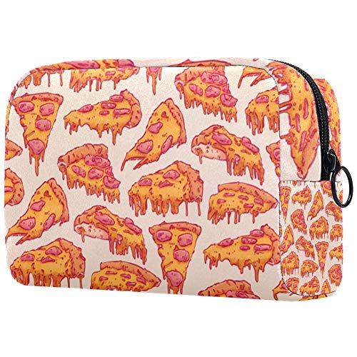 Bolsa de maquillaje con patrón de pizza para maquillaje, bolsa de viaje, portátil, para niñas, mujeres