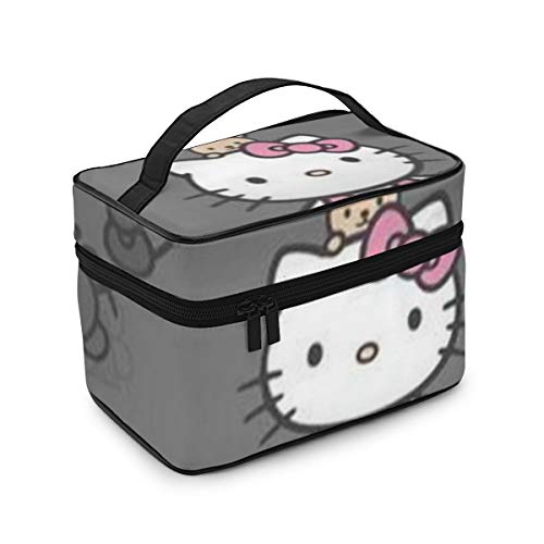 Bolsa de maquillaje de Hello Kitty gris, bolsa de cosméticos, bolsa grande de malla, organizador de brochas de maquillaje, bolsa de aseo para mujeres y niñas