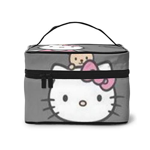 Bolsa de maquillaje de Hello Kitty gris, bolsa de cosméticos, bolsa grande de malla, organizador de brochas de maquillaje, bolsa de aseo para mujeres y niñas