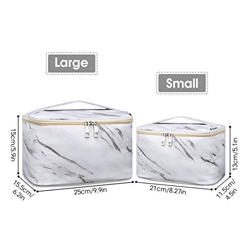 Bolsa de maquillaje de viaje grande bolsa de maquillaje organizador para mujeres y niñas (grande, mármol)