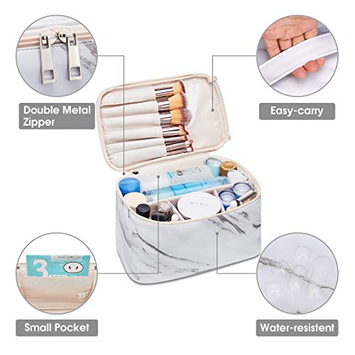 Bolsa de maquillaje de viaje grande bolsa de maquillaje organizador para mujeres y niñas (grande, mármol)