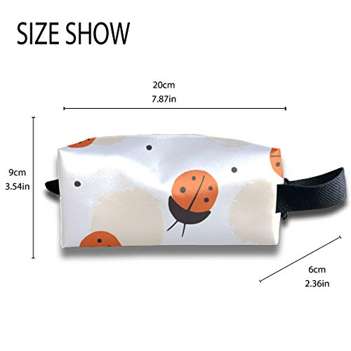 Bolsa de maquillaje para niñas Black Red Dot Ladybug Bolsa de maquillaje moderna Bolsa de artículos de tocador cuadrada Mujeres de gran capacidad con cremallera para mujeres y niñas Uso diario, viaje