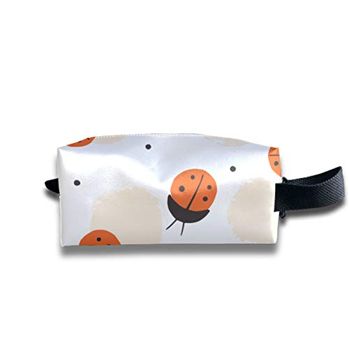 Bolsa de maquillaje para niñas Black Red Dot Ladybug Bolsa de maquillaje moderna Bolsa de artículos de tocador cuadrada Mujeres de gran capacidad con cremallera para mujeres y niñas Uso diario, viaje