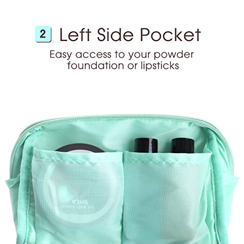 Bolsa de maquillaje pequeña para bolso de viaje de maquillaje, mini bolsa de cosméticos para mujeres y niñas verde verde menta S