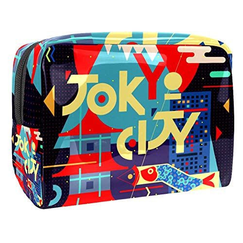 Bolsa de maquillaje portátil con cremallera bolsa de aseo de viaje para las mujeres práctico almacenamiento cosmético bolsa de Tokio City