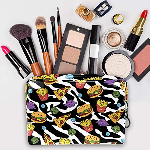 Bolsa de maquillaje portátil con cremallera bolsa de aseo de viaje para las mujeres práctico almacenamiento cosmético bolsa pizza hamburguesa
