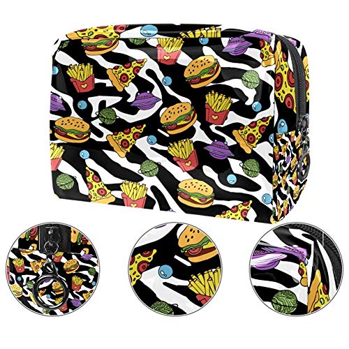 Bolsa de maquillaje portátil con cremallera bolsa de aseo de viaje para las mujeres práctico almacenamiento cosmético bolsa pizza hamburguesa