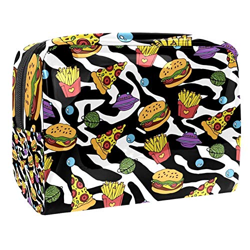 Bolsa de maquillaje portátil con cremallera bolsa de aseo de viaje para las mujeres práctico almacenamiento cosmético bolsa pizza hamburguesa