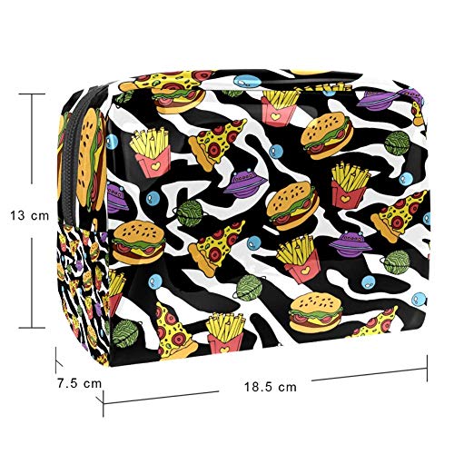 Bolsa de maquillaje portátil con cremallera bolsa de aseo de viaje para las mujeres práctico almacenamiento cosmético bolsa pizza hamburguesa