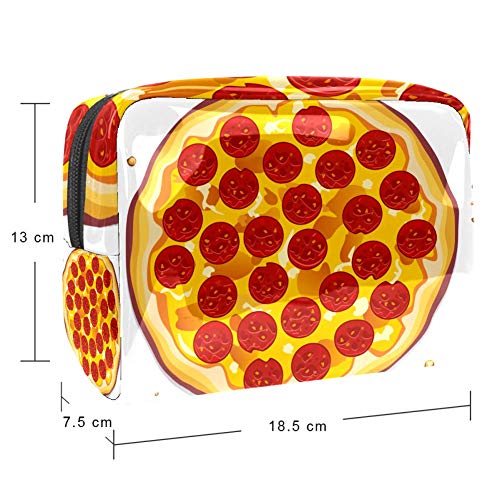 Bolsa de maquillaje portátil con cremallera bolsa de aseo de viaje para mujeres práctico almacenamiento cosmético bolsa pizza italiana con rebanadas de Pepperoni
