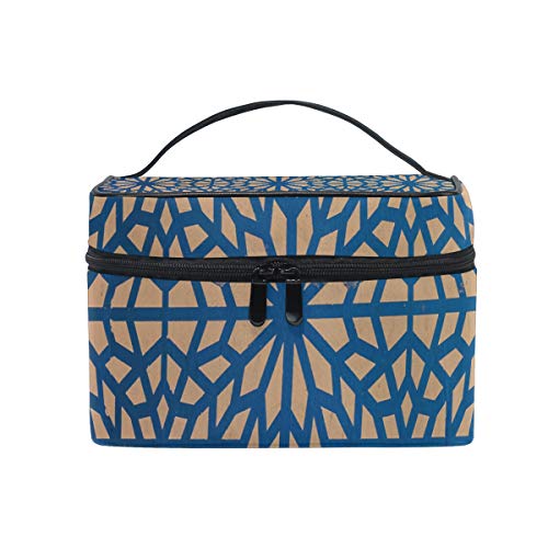 Bolsa de maquillaje portátil Marruecos Floarl textura cosméticos bolsas,práctico organizador de bolsas de aseo para mujeres y niñas