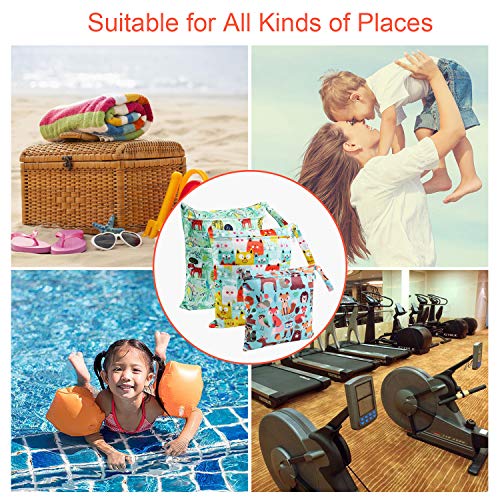 Bolsa de Pañales, BelleStyle 3 Pcs Reutilizable Wetbag, Impermeable Lavable con 2 Cremallera para Mamá de Bebé, Transpirable Organizador de Maquillaje de Colgar, Viajes, Playa, Piscina, Gym (Verde)