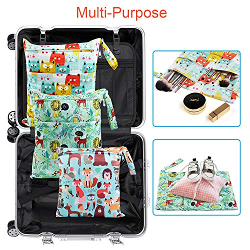 Bolsa de Pañales, BelleStyle 3 Pcs Reutilizable Wetbag, Impermeable Lavable con 2 Cremallera para Mamá de Bebé, Transpirable Organizador de Maquillaje de Colgar, Viajes, Playa, Piscina, Gym (Verde)