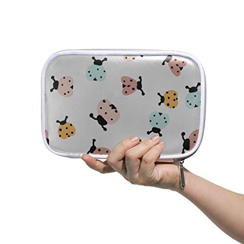 Bolsa de viaje de maquillaje Black Red Dot Ladybug Cute Stationary Box Bolsa de maquillaje para niñas Multifuncional Bolígrafo para hombres Mujeres