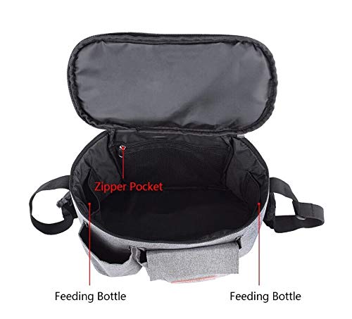 Bolsa Organizadora de Cochecitos para Mamá,Bolsa Carrito Bebe, Multifuncional de Gran Capacidad para Almacenar 31 x 20 x 18 cm(Gris)
