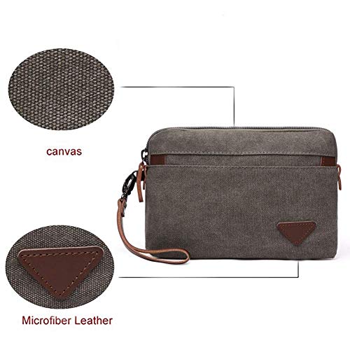 Bolsa para hombre Bolsa de mano Bolsa de embrague Bolsas de dinero Bolsa de muñeca Bolsa de lona con cremallera Tarjeta Monedero Titular de efectivo Paquete de teléfono Bolso de mano con billetera lar