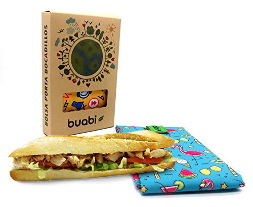 Bolsa portabocadillos Reutilizable. 2X Envoltorio Bocadillo, Sandwich, Almuerzo, merienda Infantil y Adultos. Ecológico y sin BPA