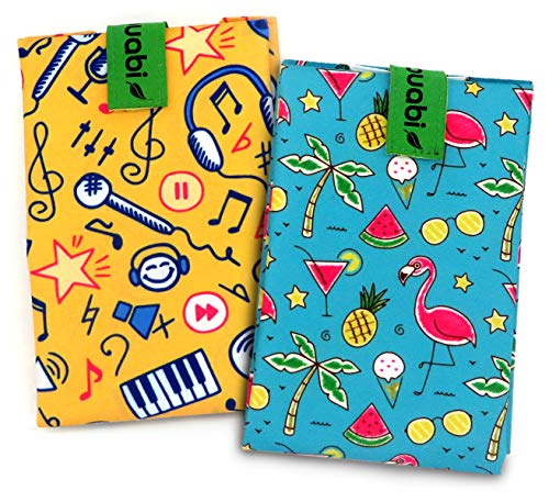 Bolsa portabocadillos Reutilizable. 2X Envoltorio Bocadillo, Sandwich, Almuerzo, merienda Infantil y Adultos. Ecológico y sin BPA