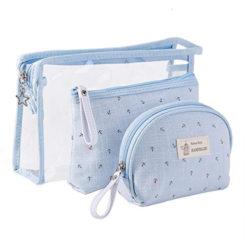 Bolsas de Aseo, RUISIKIOU 3 Sets Bolsa de Viaje de PVC Artículos de Aseo Kit de Maquillaje cosmético Cartera Transparente pequeña para Mujer