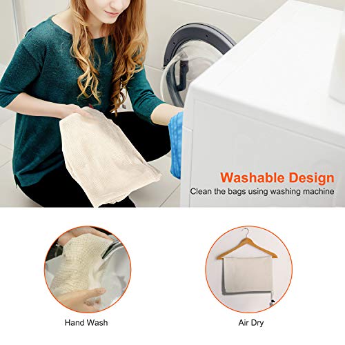 Bolsas de Malla Reutilizables Kupton, Bolsas de Algodón Orgánico para Frutas y Vegetales para Almacenar Comida, Ir de Compras y Guardar Juguetes- Paquete de 10 piezas