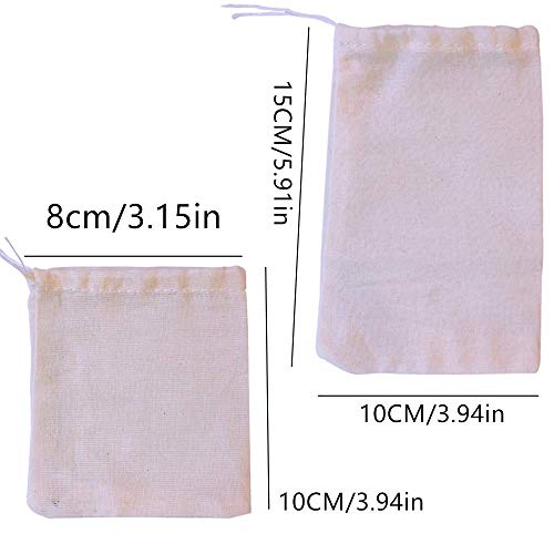 Bolsas de muselina de algodón 100% reutilizables, filtro de té y café, para cocinar en remojo, licor medicinal especias