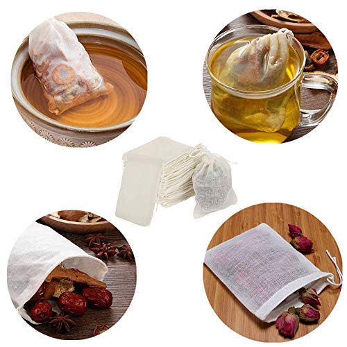 Bolsas de muselina de algodón 100% reutilizables, filtro de té y café, para cocinar en remojo, licor medicinal especias