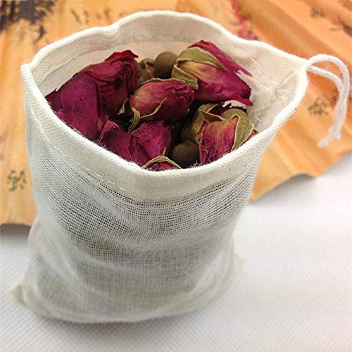 Bolsas de muselina de algodón con cordón, 50 bolsas de filtro de té reutilizables, bolsa de malla para té suelto, hierbas, especias, jabón y regalos de joyería