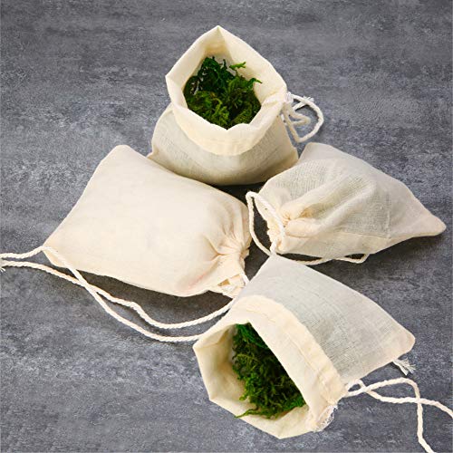 Bolsas de muselina de algodón con cordón, 50 bolsas de filtro de té reutilizables, bolsa de malla para té suelto, hierbas, especias, jabón y regalos de joyería