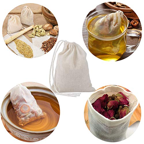 Bolsas de muselina de algodón con cordón, 50 bolsas de filtro de té reutilizables, bolsa de malla para té suelto, hierbas, especias, jabón y regalos de joyería