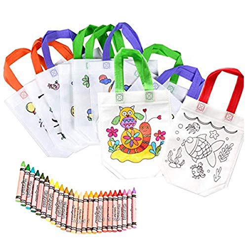 Bolsas para Colorear 12 Pcs (Diferentes Diseño) con 24 Pasteles de Aceite Ideal para regalos de cumpleaños comuniones colegios guarderías y celebraciones