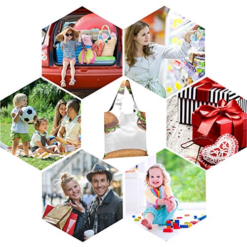 Bolsas reutilizables colapsable Grocery Tote Art Cute Delicious Food Burger Cola Bolsas reutilizables para comestibles Bolsas de compras reutilizables de poliéster, lavables, duraderas y ligeras
