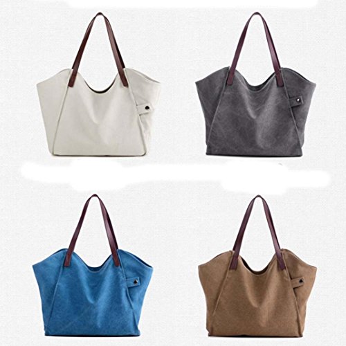 Bolso Bandolera Bolsa de Hombro de Lona Grande Marrón para Mujer y Shoppers por ESAILQ I