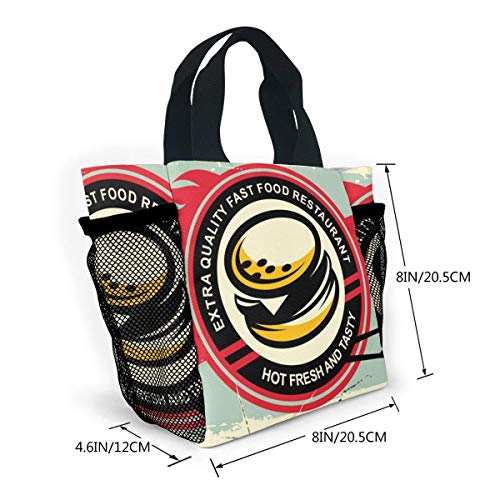 Bolso de compras reutilizable Burger Vintage Tin Sign bolso de supermercado de poliéster Ripstop o bolsa de almuerzo