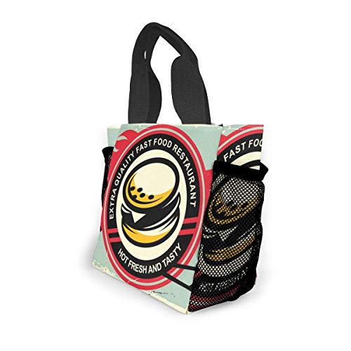 Bolso de compras reutilizable Burger Vintage Tin Sign bolso de supermercado de poliéster Ripstop o bolsa de almuerzo