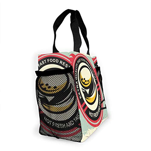 Bolso de compras reutilizable Burger Vintage Tin Sign bolso de supermercado de poliéster Ripstop o bolsa de almuerzo