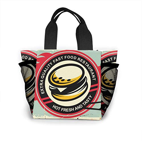 Bolso de compras reutilizable Burger Vintage Tin Sign bolso de supermercado de poliéster Ripstop o bolsa de almuerzo