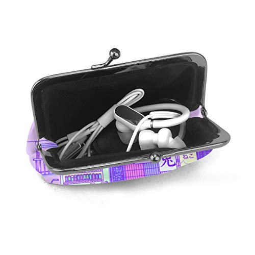 Bolso de cuero para cambiar de monedero de Tokio con cierre de beso y cierre mini cosméticos para mujeres y niñas