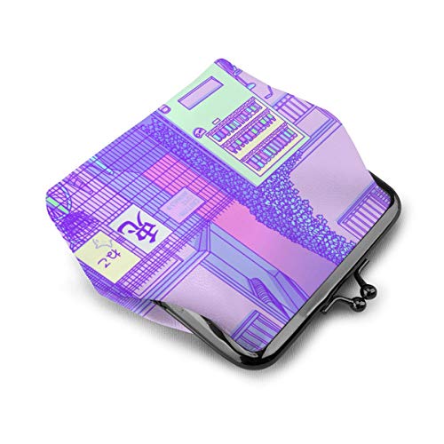 Bolso de cuero para cambiar de monedero de Tokio con cierre de beso y cierre mini cosméticos para mujeres y niñas