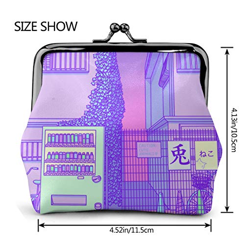 Bolso de cuero para cambiar de monedero de Tokio con cierre de beso y cierre mini cosméticos para mujeres y niñas