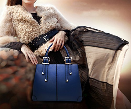 Bolso de las Señoras Cuero de la PU Top Mango Bolsos de Hombro de la Manera para las Mujeres Cielo Azul