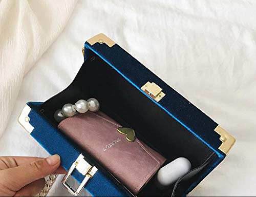 Bolso De Mujer Bolso De Mano con Forma De Caja Bolso De Mujer Bolso De Embrague De Cadena Negro Bolso De Hombro Bolso De Mensajero Bolso De Mensajero Azul