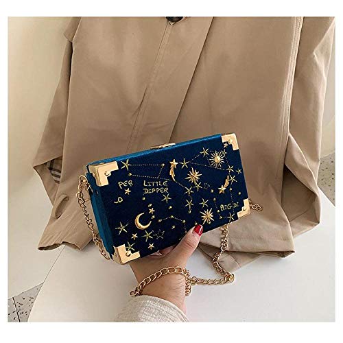Bolso De Mujer Bolso De Mano con Forma De Caja Bolso De Mujer Bolso De Embrague De Cadena Negro Bolso De Hombro Bolso De Mensajero Bolso De Mensajero Azul