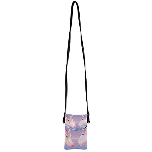 Bolso de teléfono móvil para Mujer Fantasy Pink Unicorn Mini Bolso de teléfono Celular Monedero doble de Cuero con ranura para tarjeta de crédito 19x12x2cm
